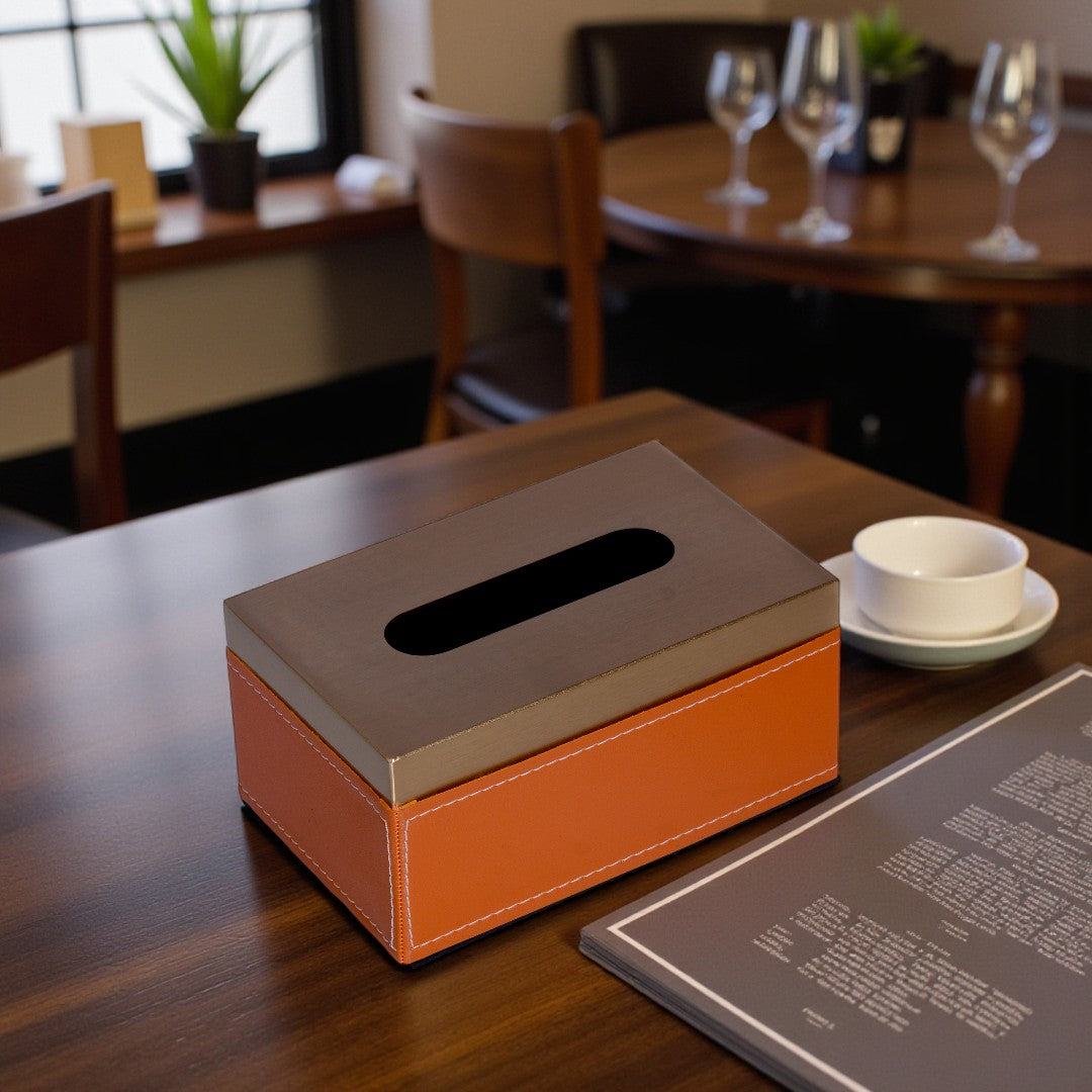 Brass Tissue Box (Orange)