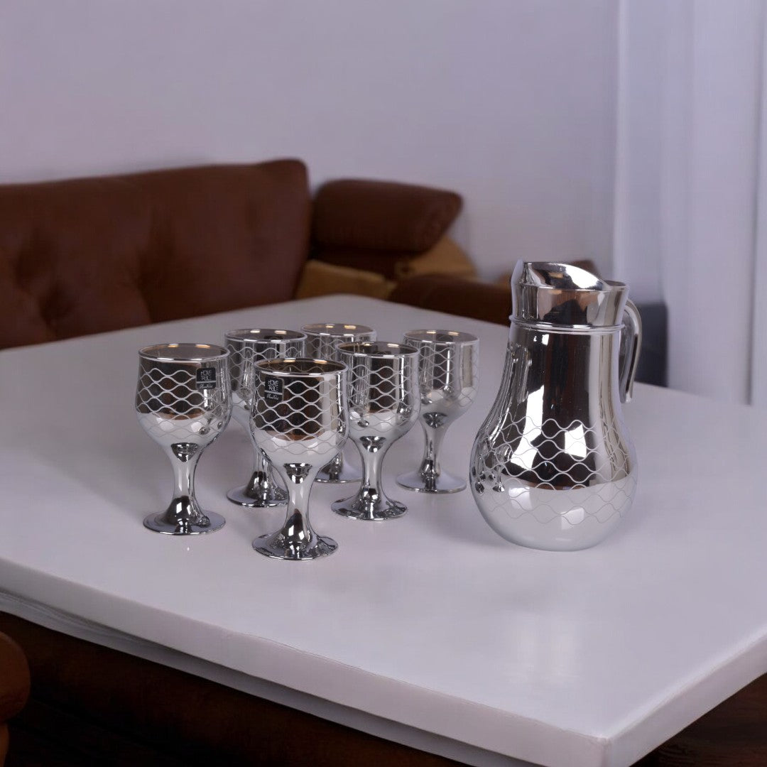 Glass Water Set Silver