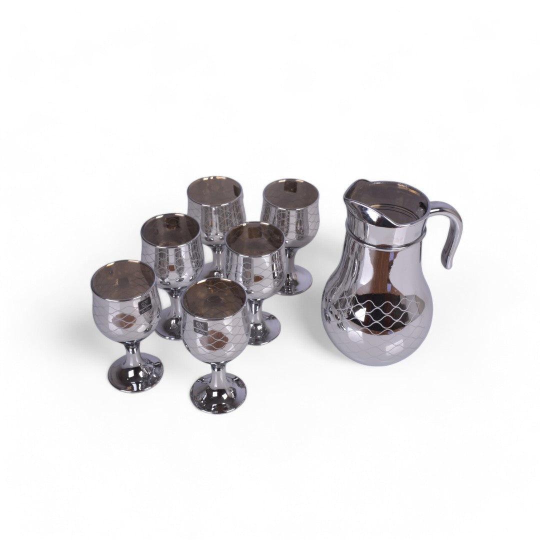 Glass Water Set Silver