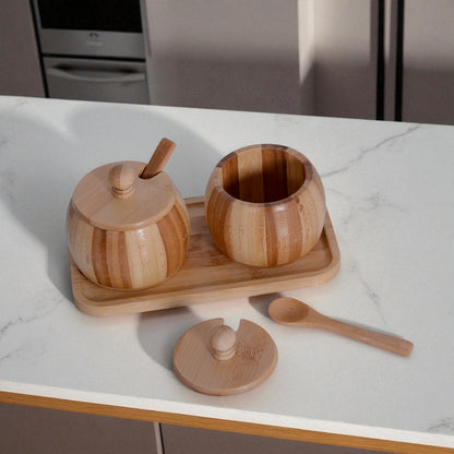 Wood Suger Pot 5Pcs Set