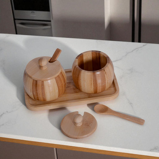 Wood Suger Pot 5Pcs Set