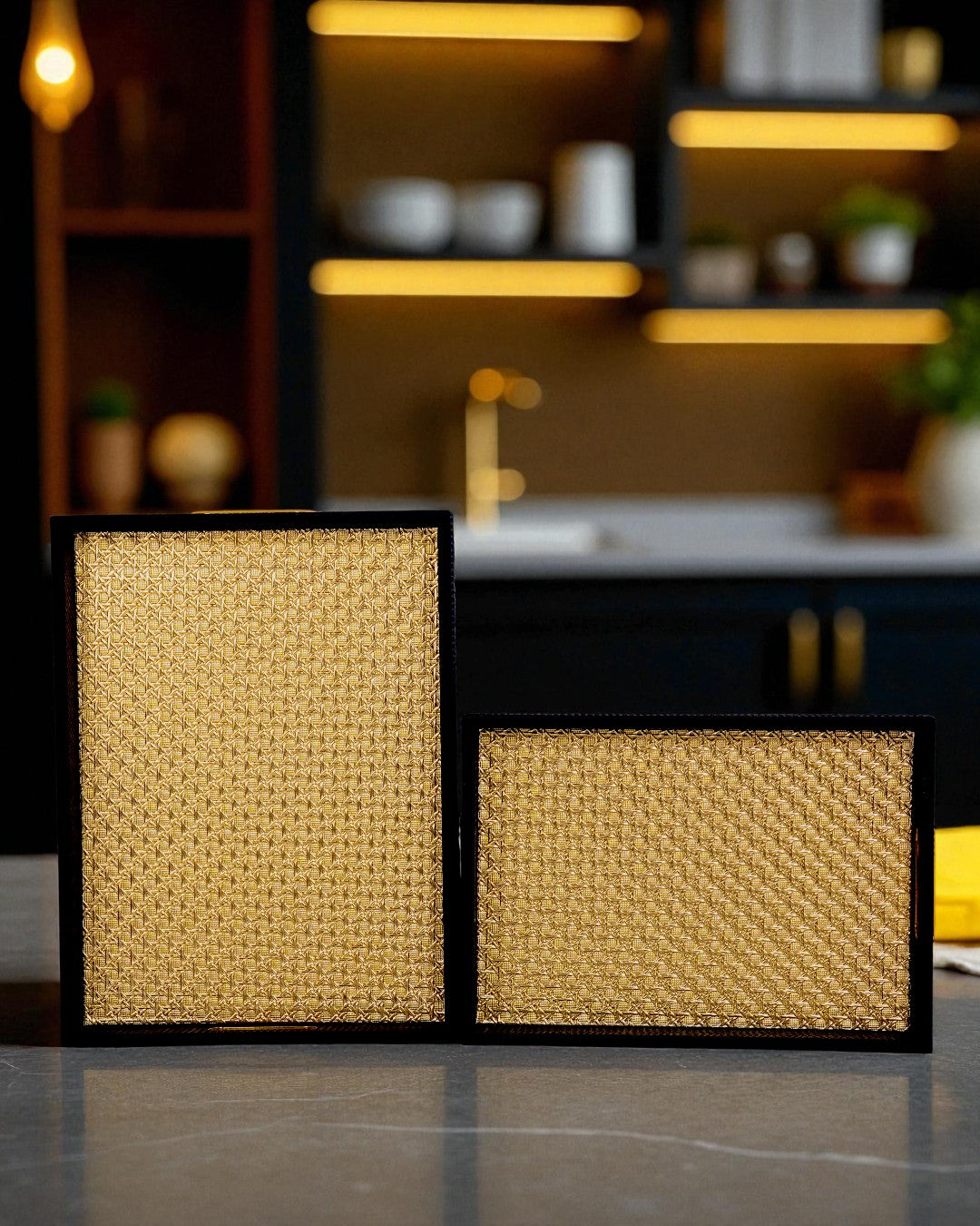 Wooden Leather Tray Set 19