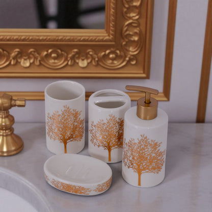 White & Golden Bathroom Set 4Pcs
