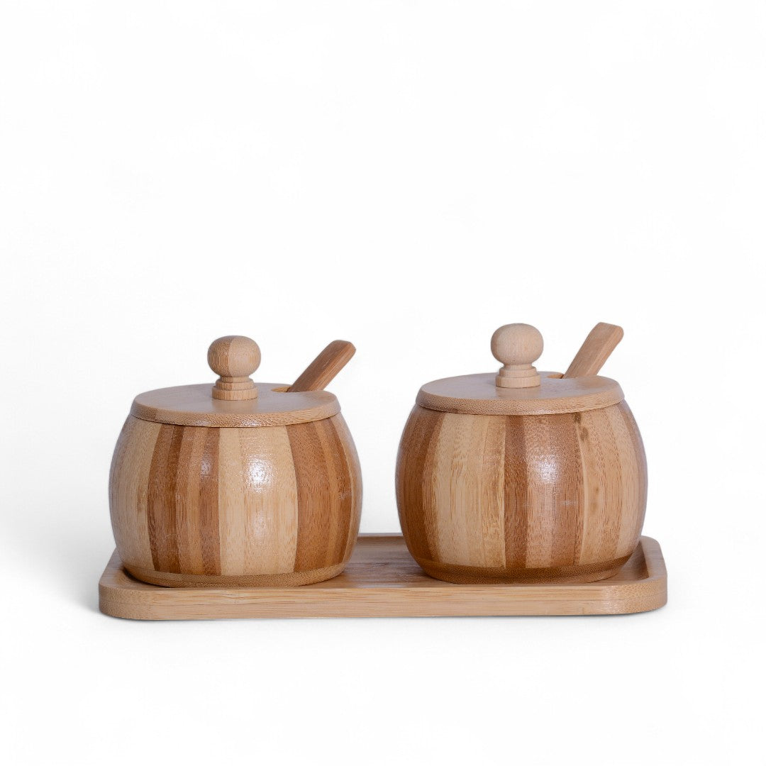 Wood Suger Pot 5Pcs Set