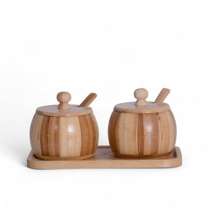 Wood Suger Pot 5Pcs Set