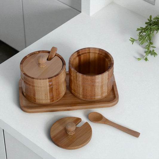 Wooden Suger Pot 5Pcs Set