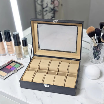 12 Slot Leather Watch Box Display Case Organizer