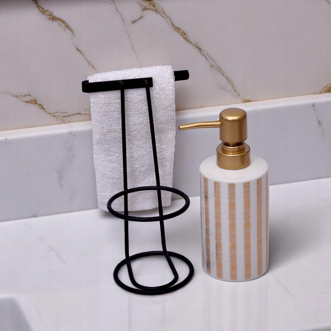 Black And Golden Ceramic Soap Dispenser
