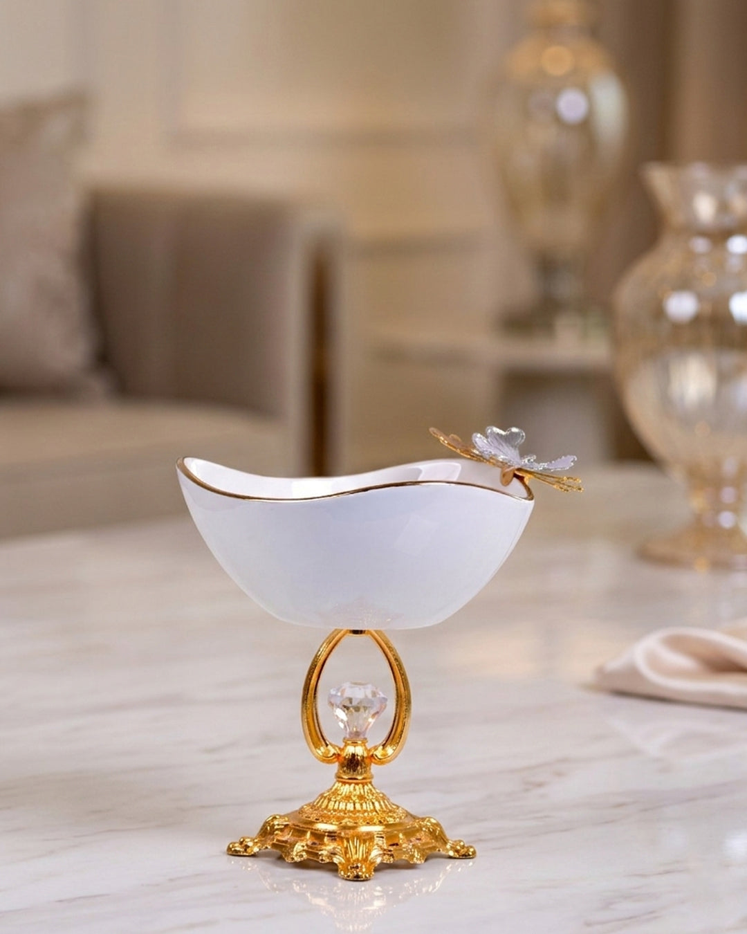 SJ1162L Oval Porcelain Bowl W Stand