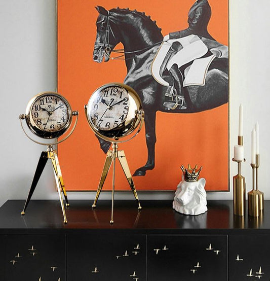 Retro Tripod Clock | Living Room Wrought Iron Clock