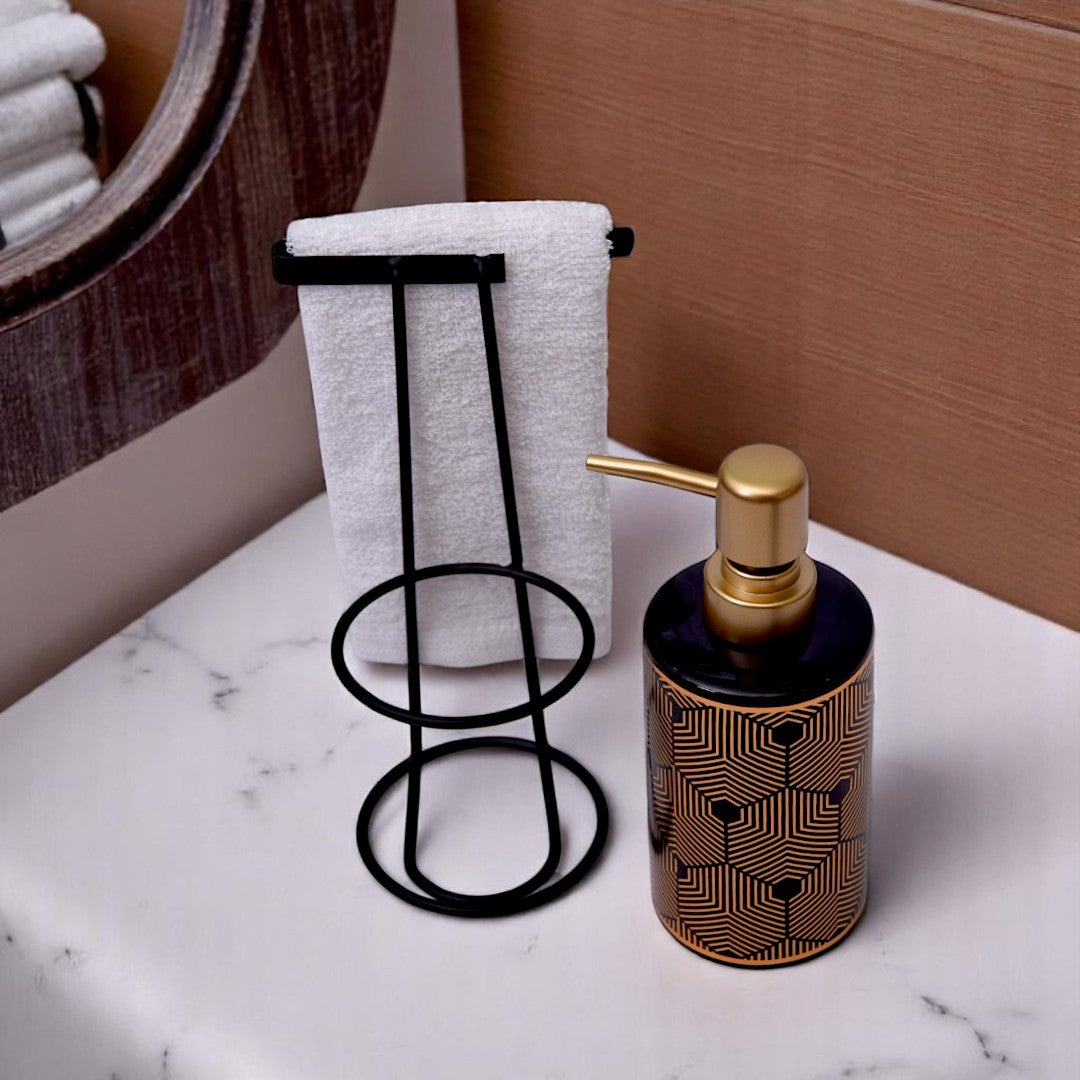 Black And Golden Ceramic Soap Dispenser