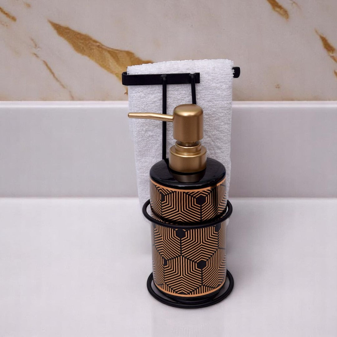 Black And Golden Ceramic Soap Dispenser