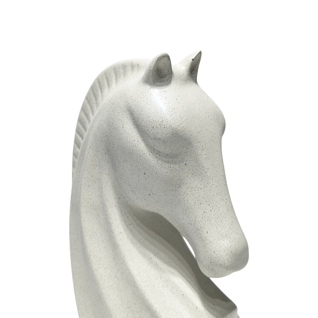 White Sandstone Horse Head Statue Modern Tabletop Sculpture