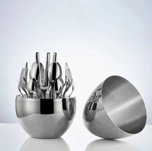 24 PCS Stainless Steel Creative Egg Shaped Cutlery Set Silver