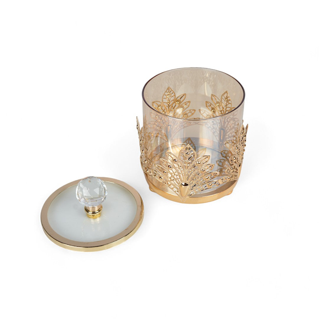 Candle Stand Golden/Glass Candy Jar