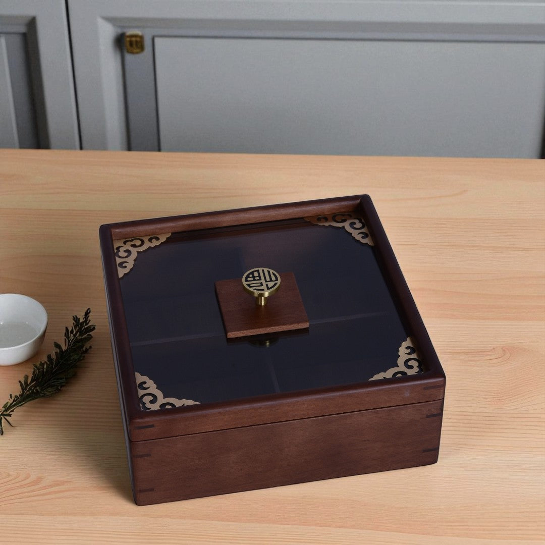 Wood Dry Fruit Box With Lid