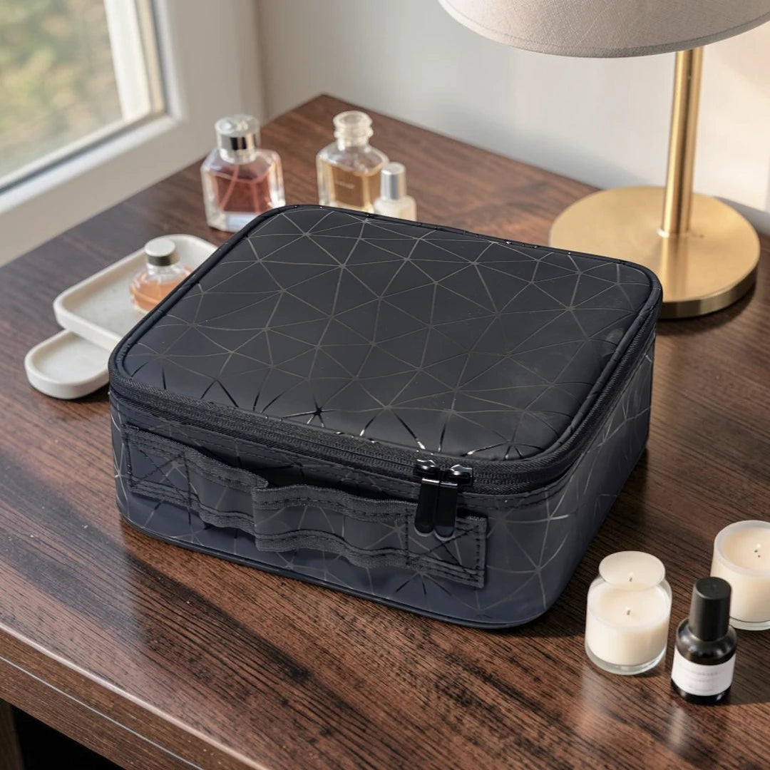 Portable Travel Makeup Bag with Adjustable Dividers