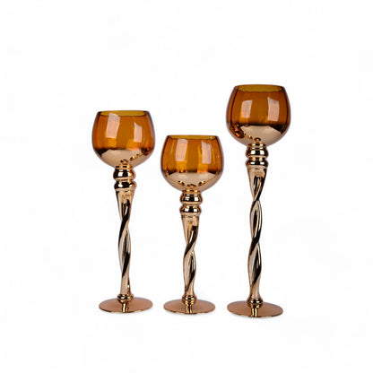 3-piece glass set candle stand