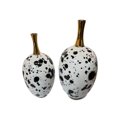 Round White And Gold Ceramic Vase