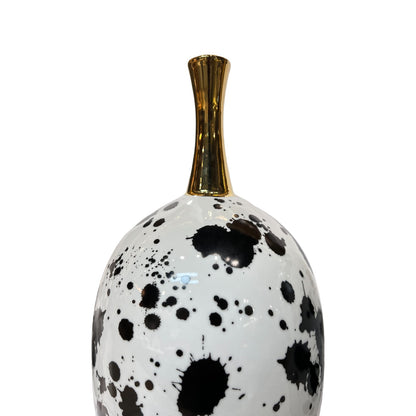 Round White And Gold Ceramic Vase