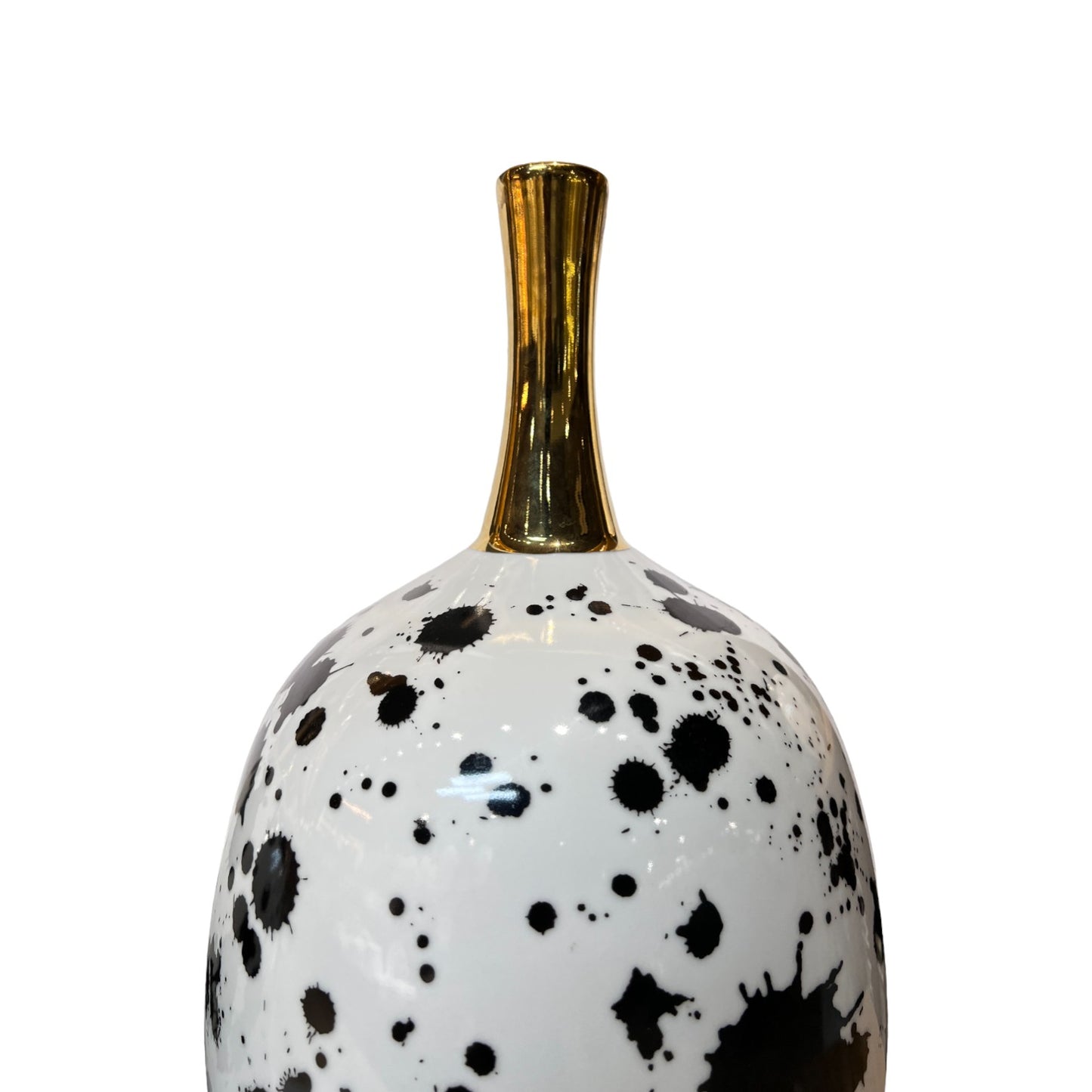 Round White And Gold Ceramic Vase