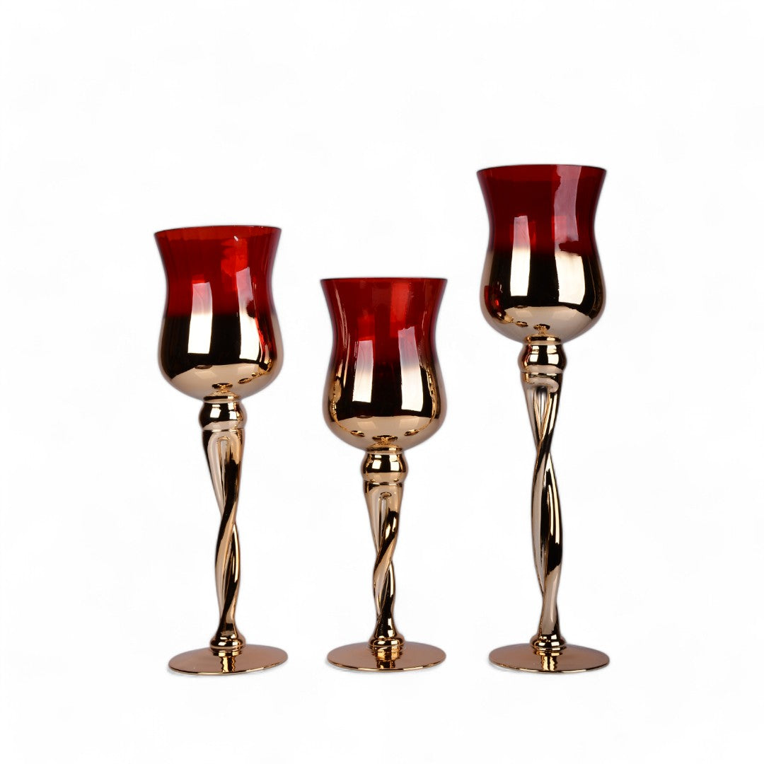 3-piece glass set candle stand