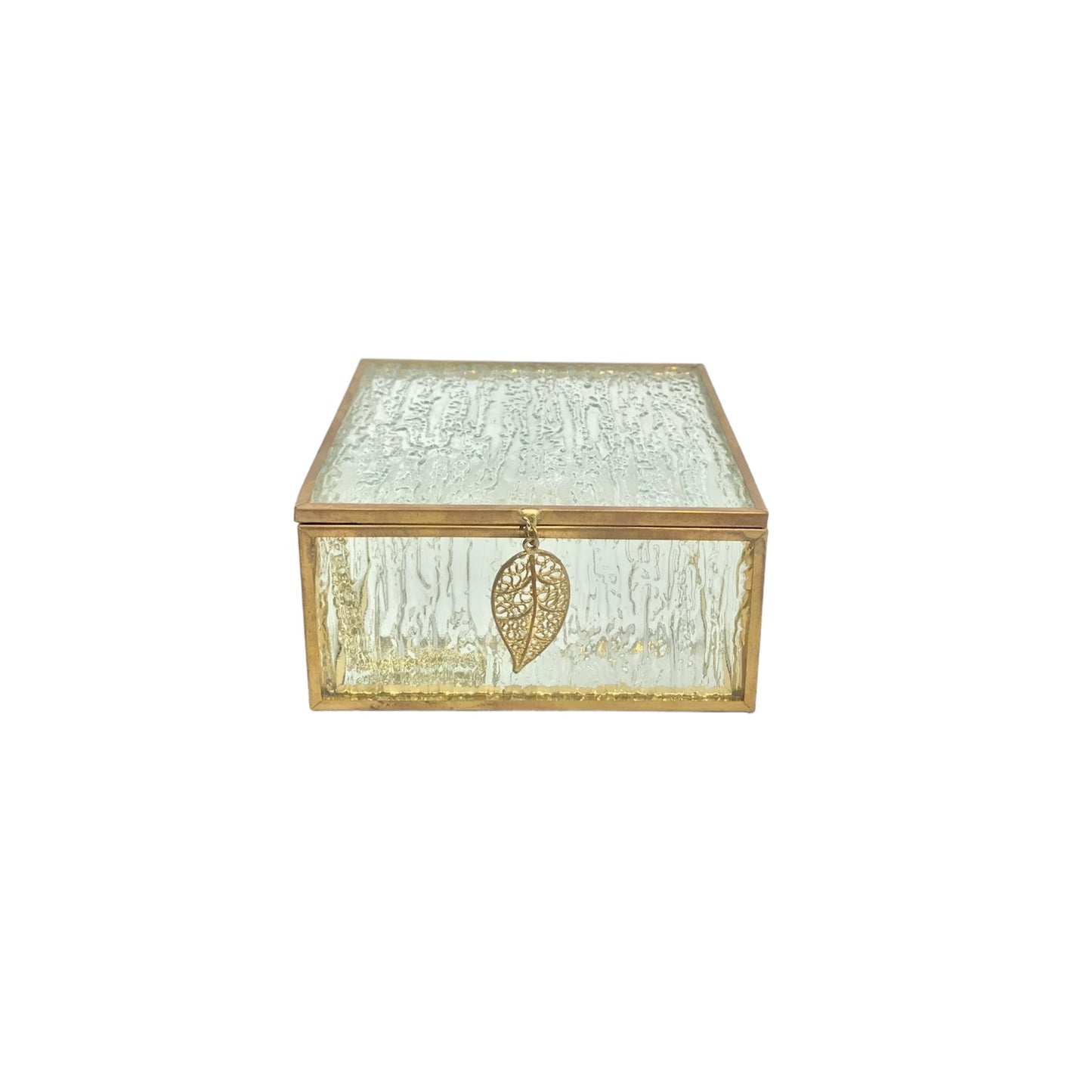 Vintage Gold Glass Jewelry Box