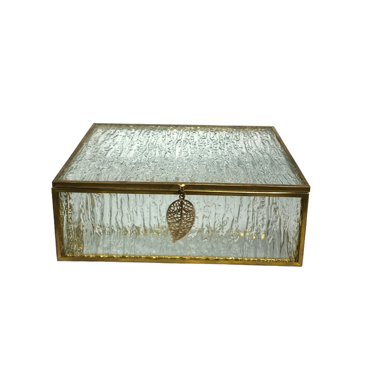 Vintage Gold Glass Jewelry Box