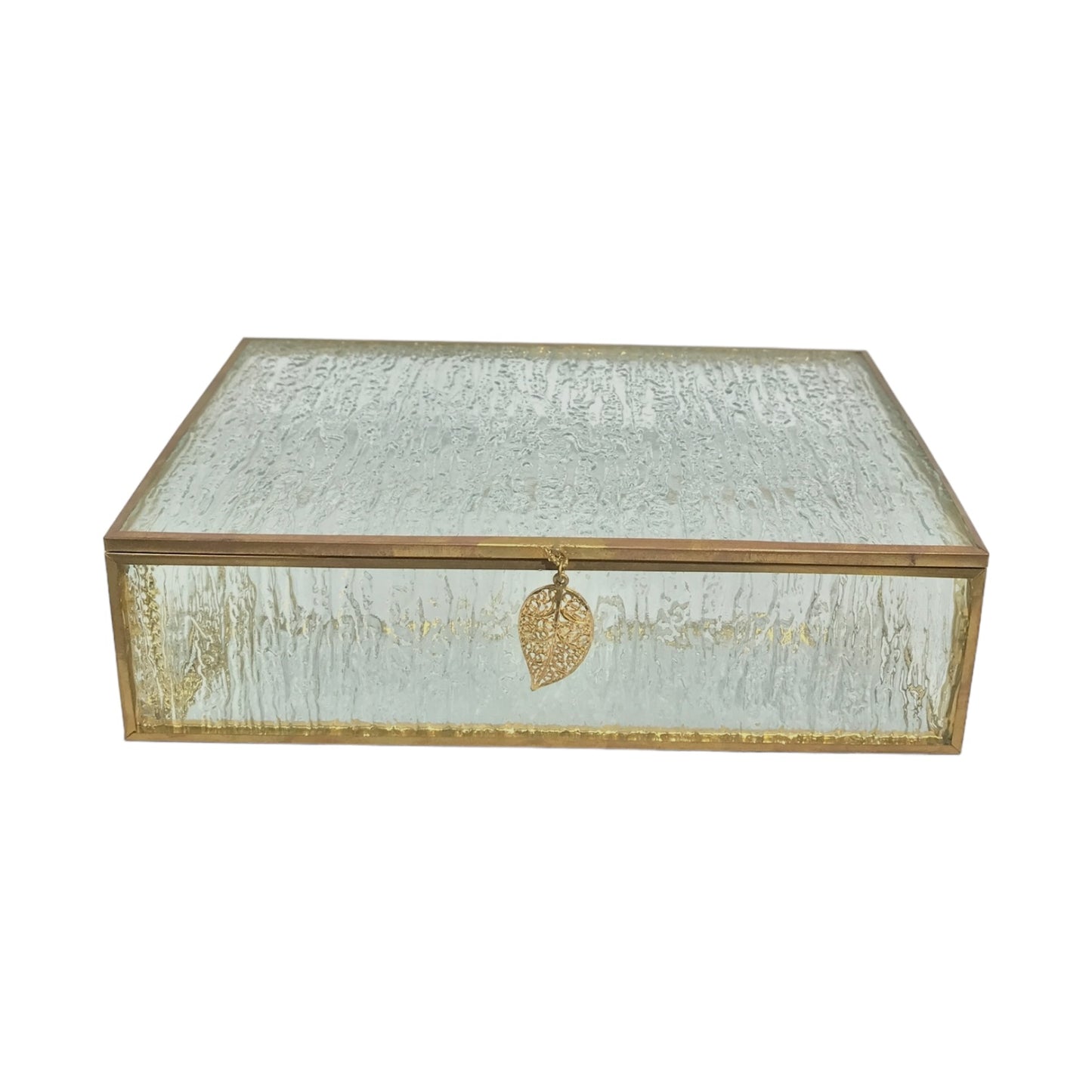 Vintage Gold Glass Jewelry Box