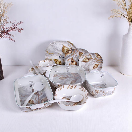 White & Golden Dinner Set 77Pcs