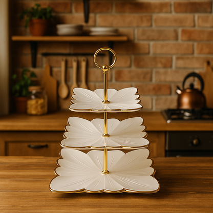 White & Golden Serving Dish Square