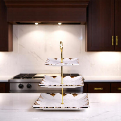 White & Golden Serving Dish Square