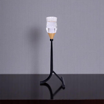 Black & Golden Iron Crystal Candle Stand