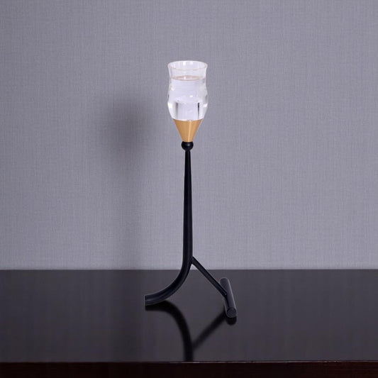 Black & Golden Iron Crystal Candle Stand