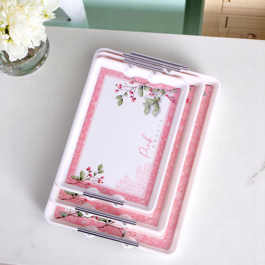 White & Pink Serving Dish 3Pc