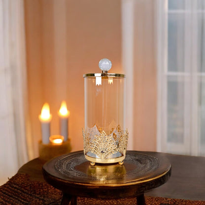 Candle Stand Golden/Glass Candy Jar