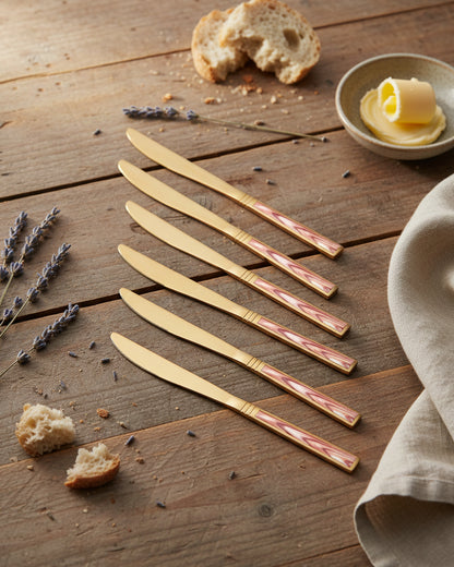 XG007-Golden Flower Table Knife Brown 20-10