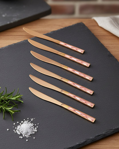 XG007-Golden Flower Table Knife Brown 20-10