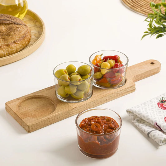 Snack Serving Trays With Wooden Base