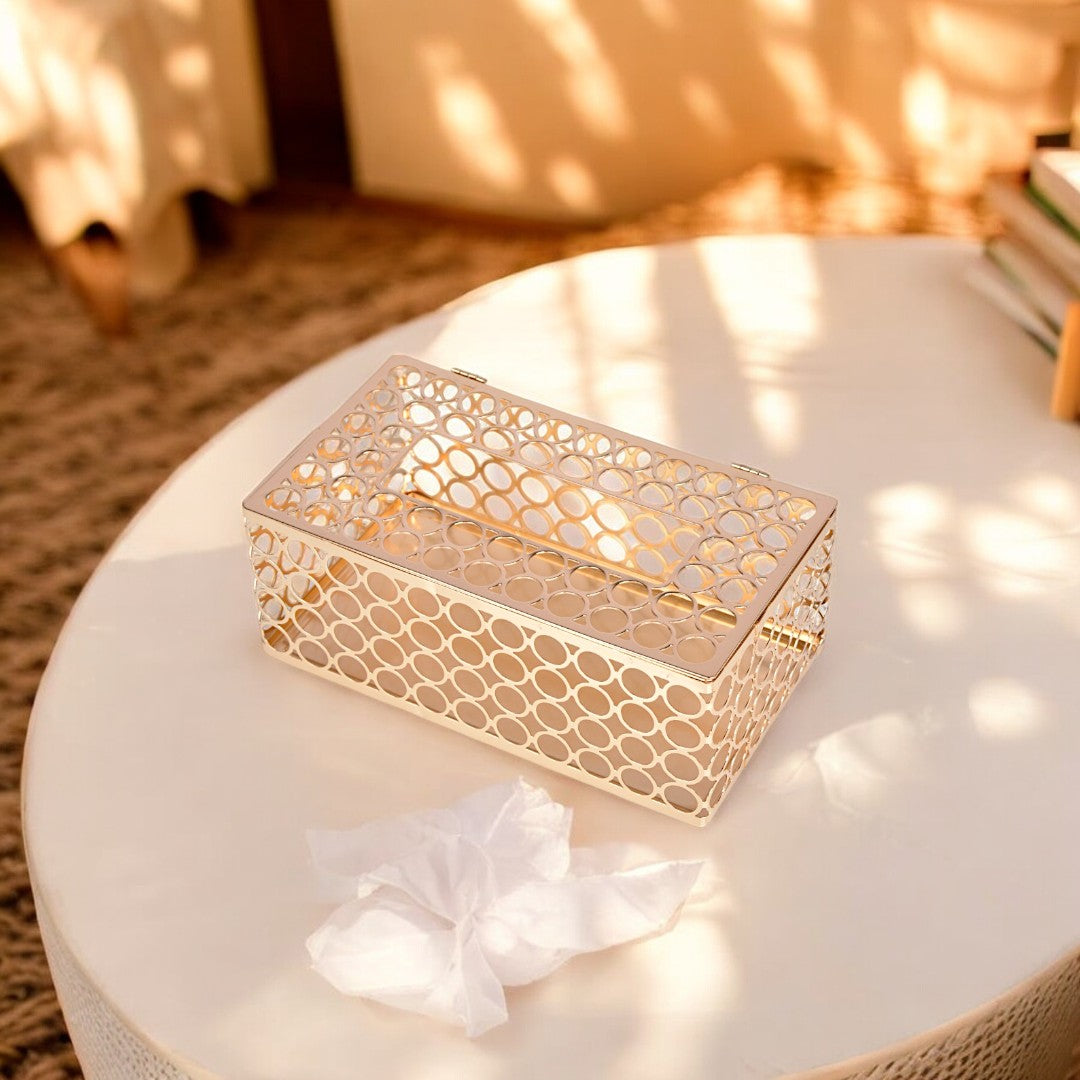 Tissue Box Metal Golden