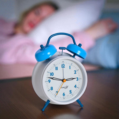 White & Blue Table Alarm Clock