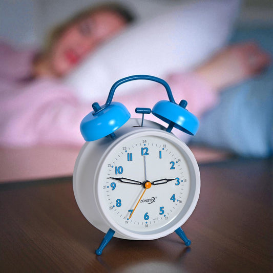 White & Blue Table Alarm Clock