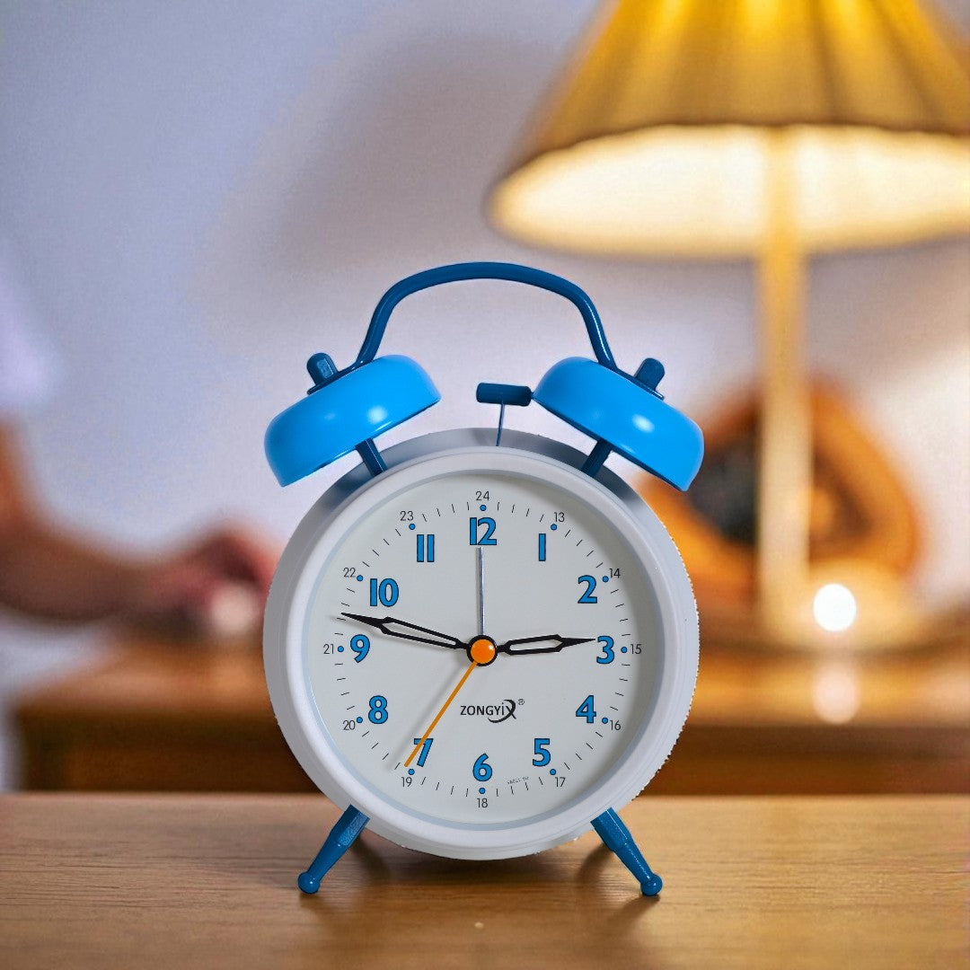 White & Blue Table Alarm Clock