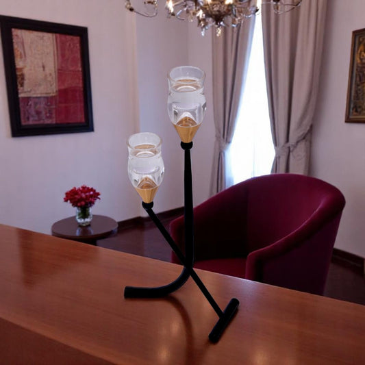Black & Golden Modern Iron Candle Stand