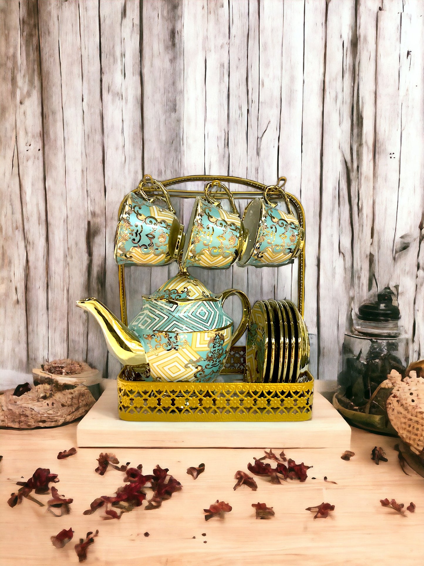 Ceramic Tea Cup Set 9PC