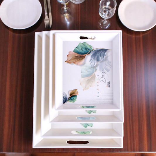 White Tray Set 4Pc