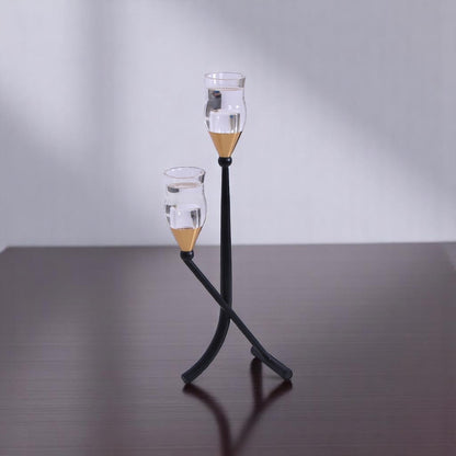 Black & Golden Modern Iron Candle Stand