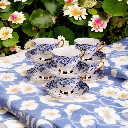 Ceramic Floral 12Pc Cup & Saucer