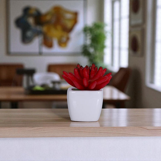 Red Artificial Flower With Pot