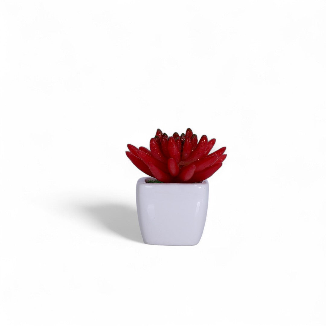 Red Artificial Flower With Pot